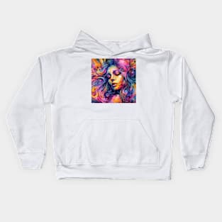 Psychedelic illustration of a woman Kids Hoodie